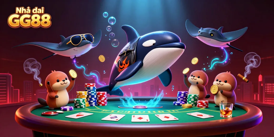 Engage in thrilling games at Nhà cái GG88, featuring vibrant 3D characters and casino elements.