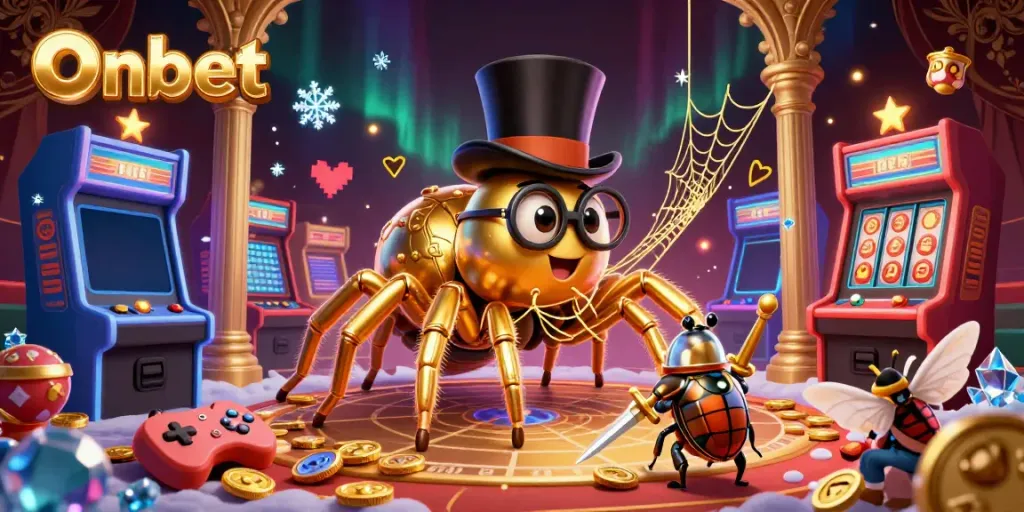 Experience Onbet's thrilling casino adventures with vibrant characters and dynamic gaming scenes.