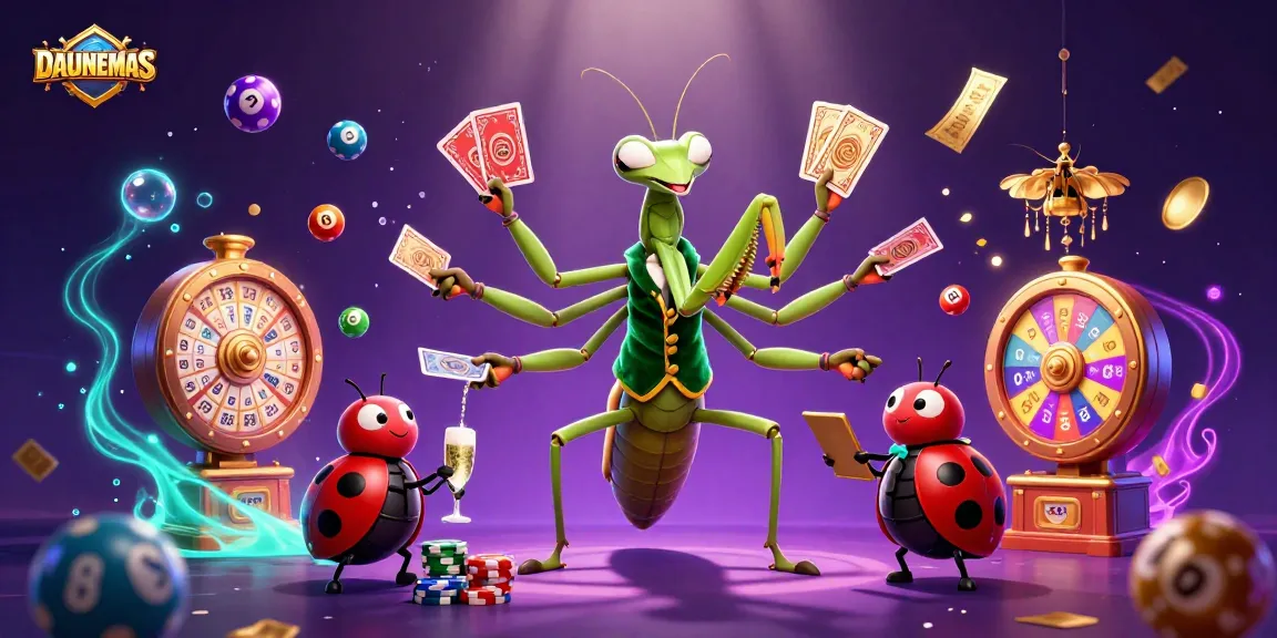 Engage in DAUNEMAS with a vibrant 3D casino scene featuring exciting lottery elements.