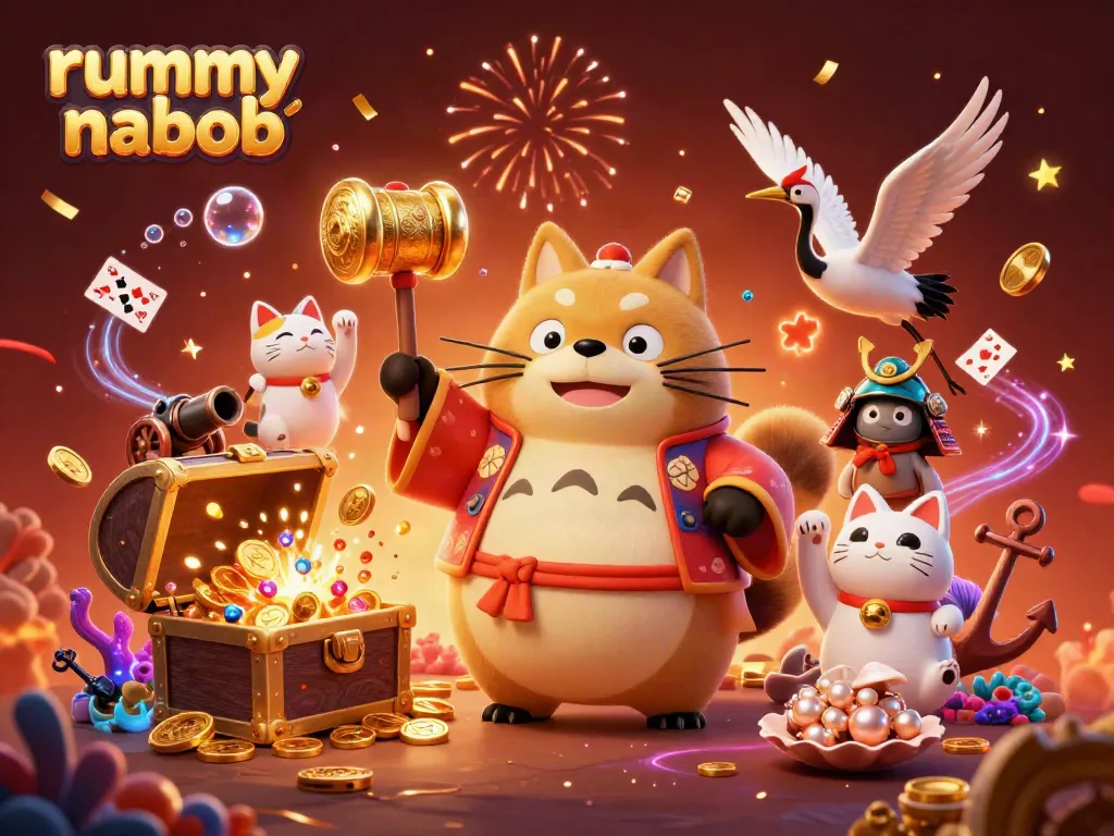 Permainan Rummy Nabob yang menarik dengan karakter lucu dan elemen Kasino.