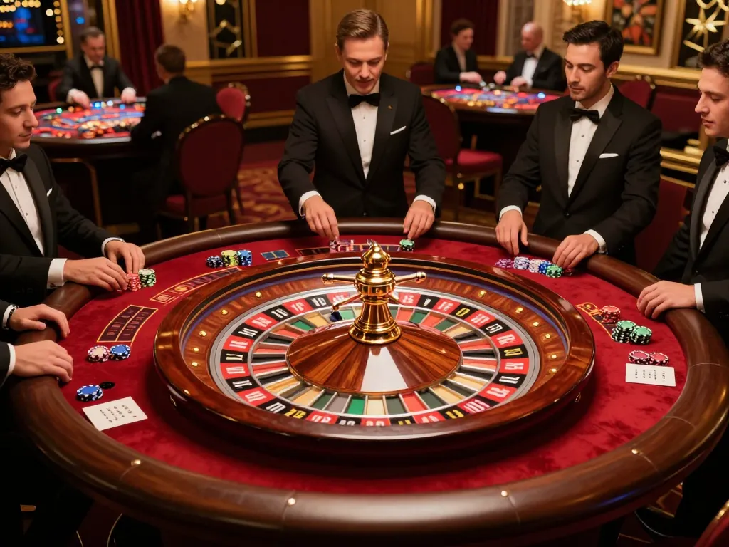 Engaging roulette gameplay at cm88 casino with active players, dealer spinning the wheel, and vibrant atmosphere.
