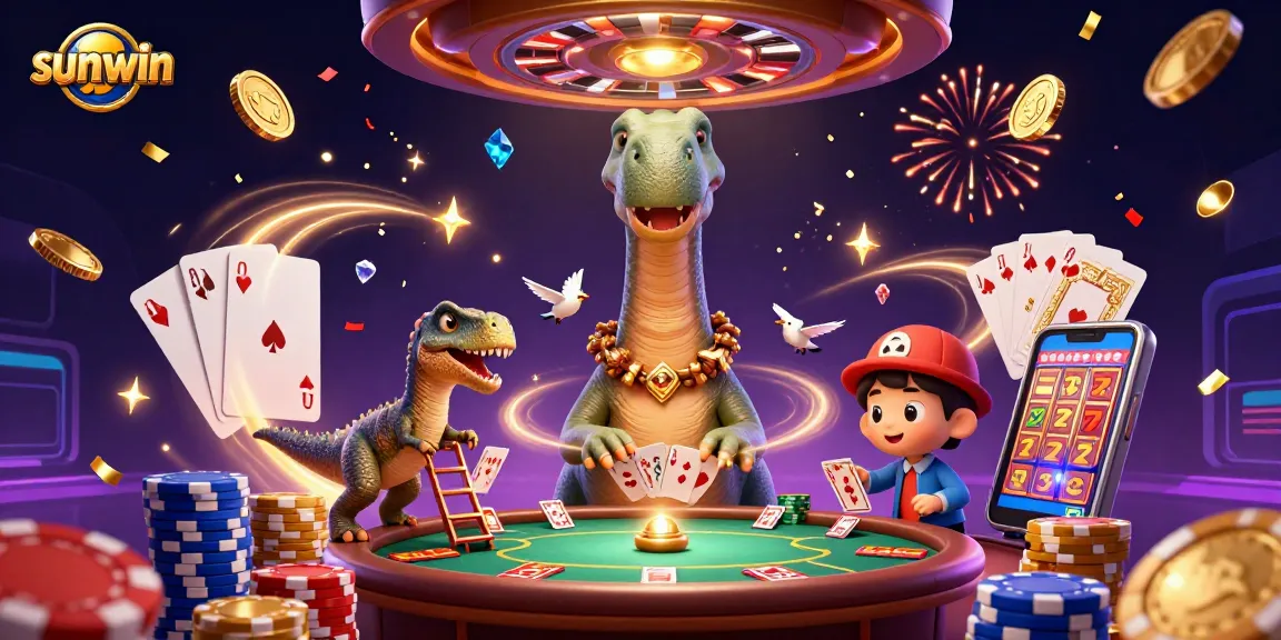 Win big at sunwin with a dazzling casino scene featuring dynamic characters and games.