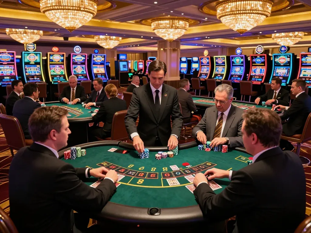Players engaging in high-stakes blackjack at a Vegas casino, exploring CM88 winning opportunities.