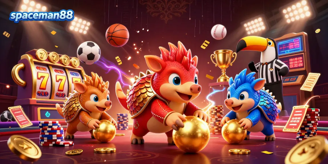 Experience winning opportunities with spaceman88 in an exciting casino-themed showdown featuring vibrant pangolins.