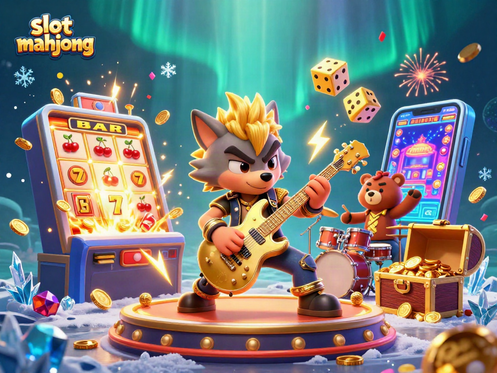 Engage with slot mahjong gameplay in a vibrant casino scene featuring exciting characters and elements.
