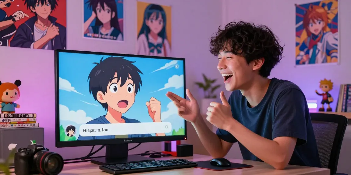 Engaging ai hentai chat interaction with animated character and user in vibrant, cozy setting.