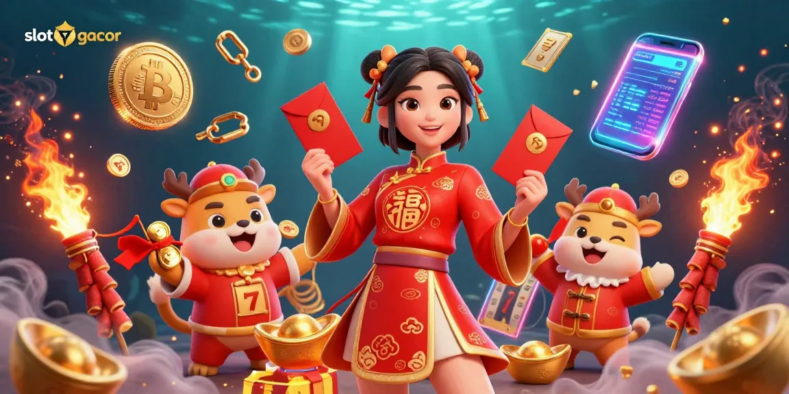 Experience the thrill of slot gacor with vibrant 3D characters and dynamic casino elements in this illustration.