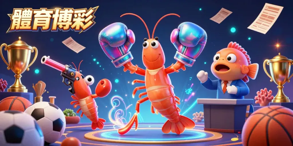 Engage in 體育博彩 with dynamic characters, sports elements, and vibrant energy in this 3D illustration.