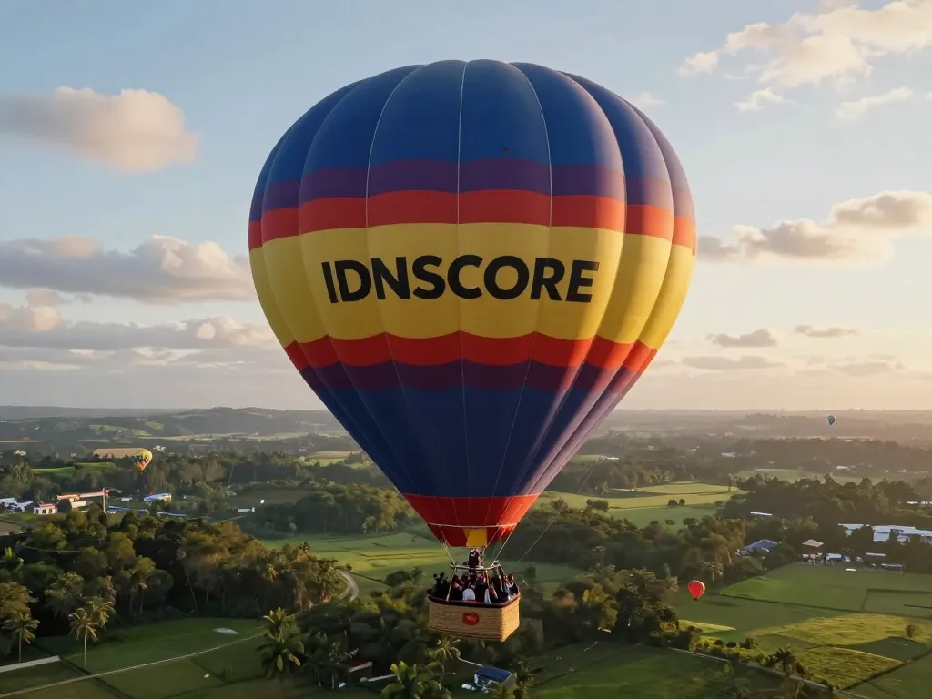 Experience the breathtaking views from the IDNSCORE balloon ride with vibrant colors and excitement.