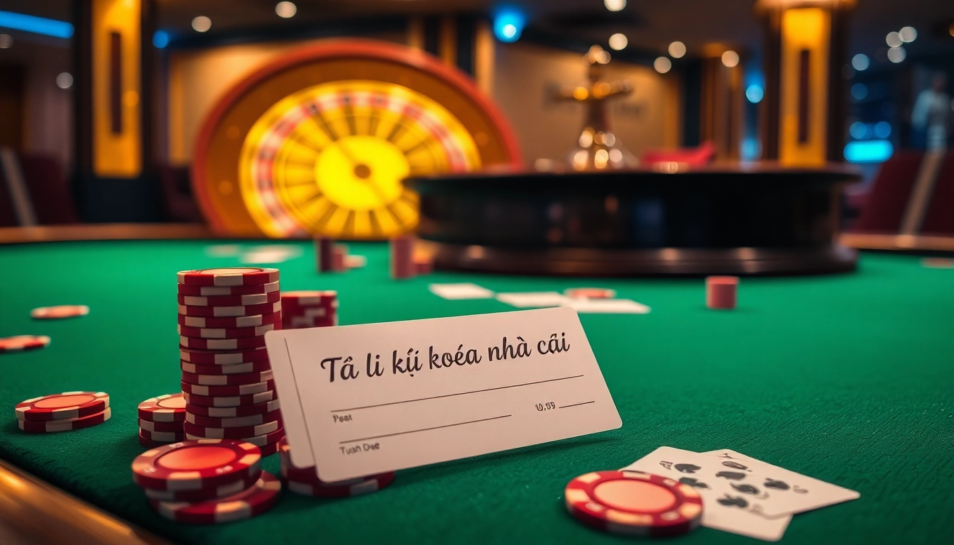 Tỷ lệ kèo nhà cái betting slip on a luxury casino poker table with chips and cards.