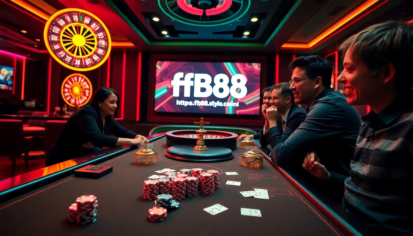 Engaging gamblers at a vibrant casino table representing https://fb88.style/ exciting betting experience.