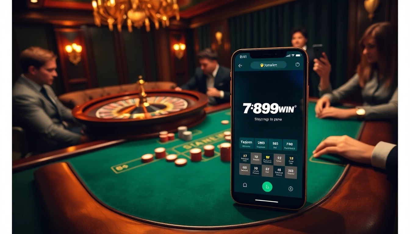 Engaged players enjoy the 789win experience at a luxurious casino table with free-flowing chips and cards.