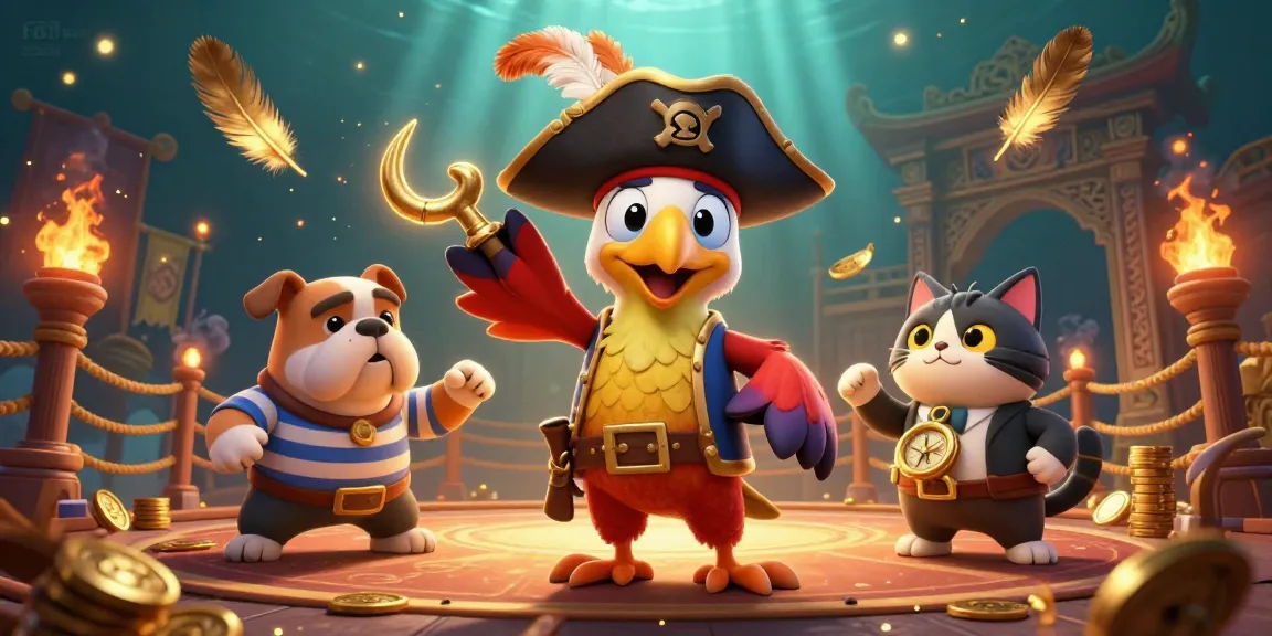 Engage with the dynamic world of F8BET featuring a pirate captain and his crew in an underwater casino adventure.
