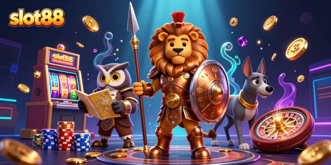 Menangkan jackpot di slot88 dengan ilustrasi kasino yang menarik dan penuh aksi.