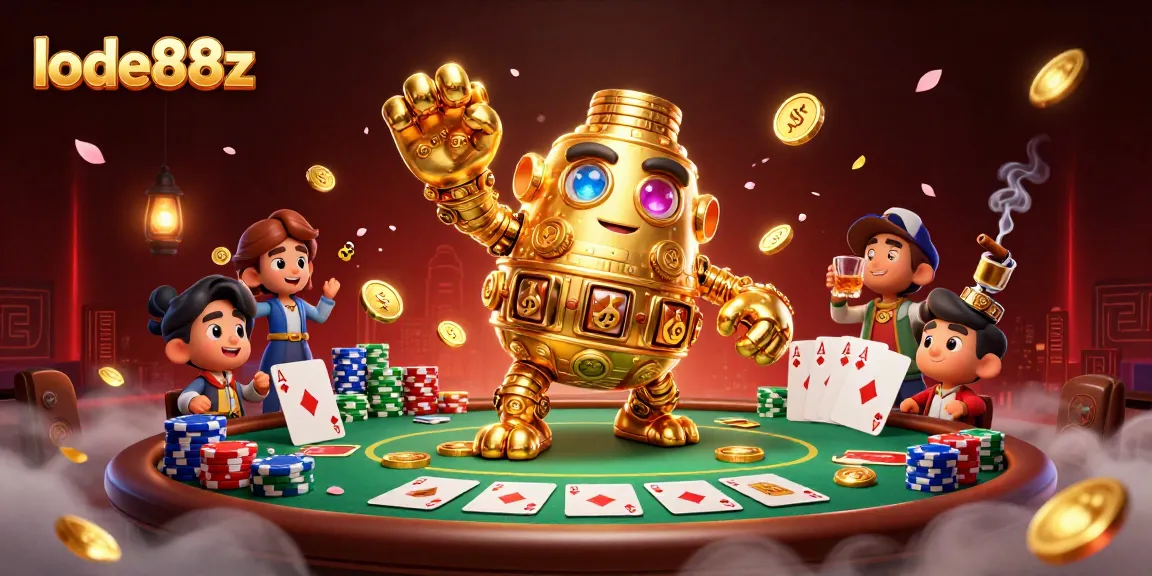 Experience thrilling games with lode88z's vibrant casino scene illustration