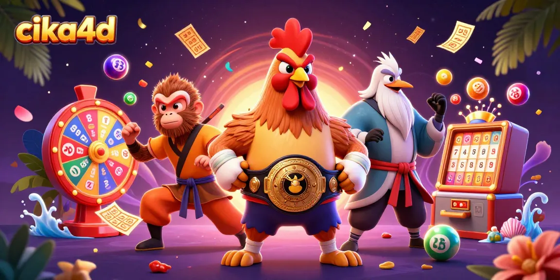 Engage with vibrant cika4d visual featuring playful gambling elements and action-packed characters.