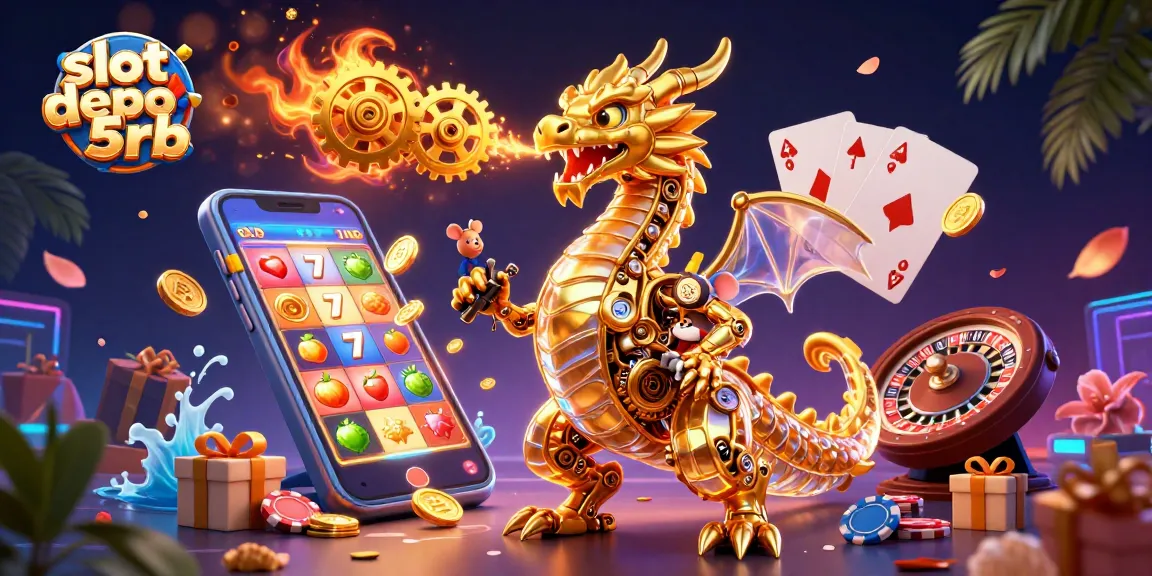 Experience slot depo 5rb action with immersive 3D casino elements and vibrant illustrations.