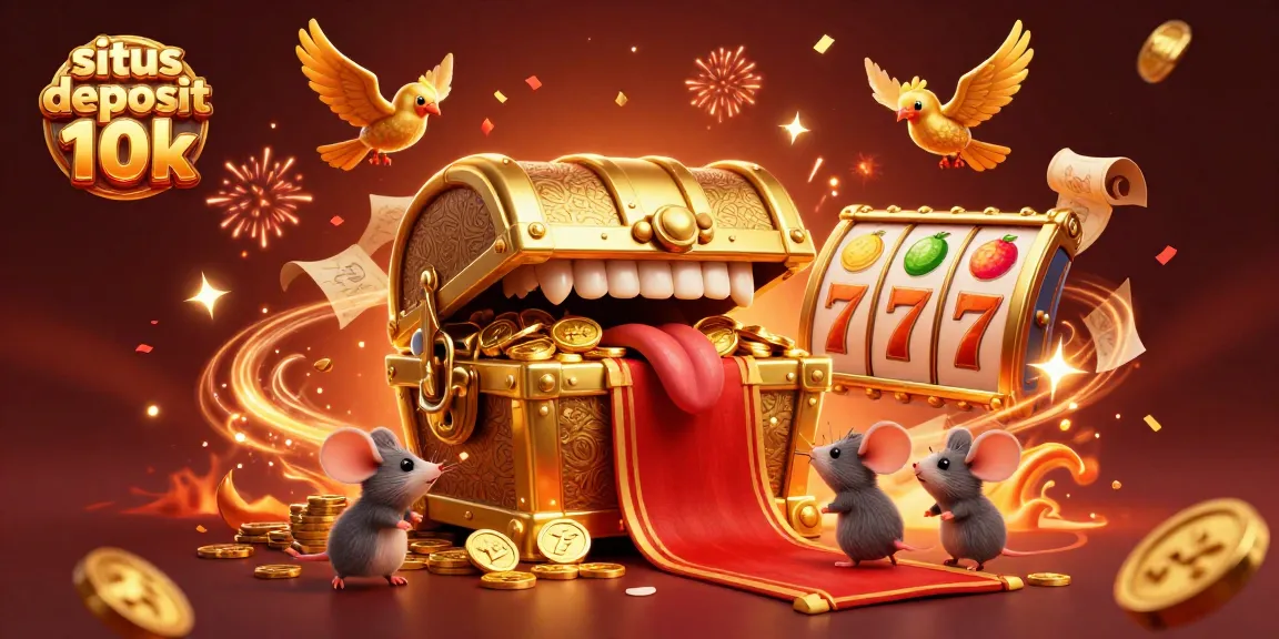 Experience the excitement of situs deposit 10k with colorful slot reels and golden treasure chests.
