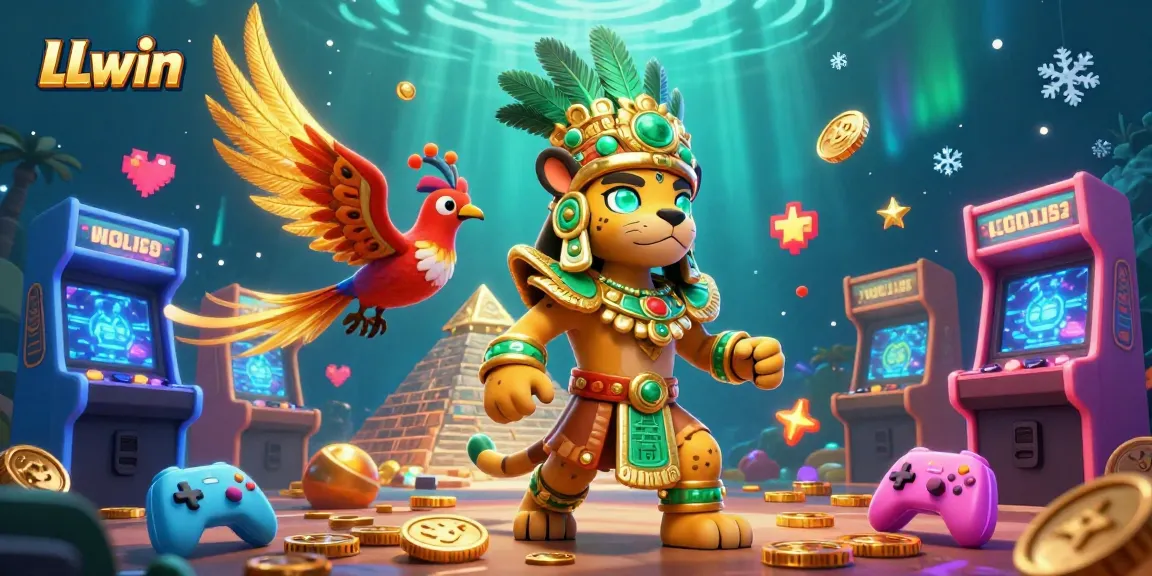 Engage with LLwin's online casino features through an immersive scene of fantasy characters and vibrant games.