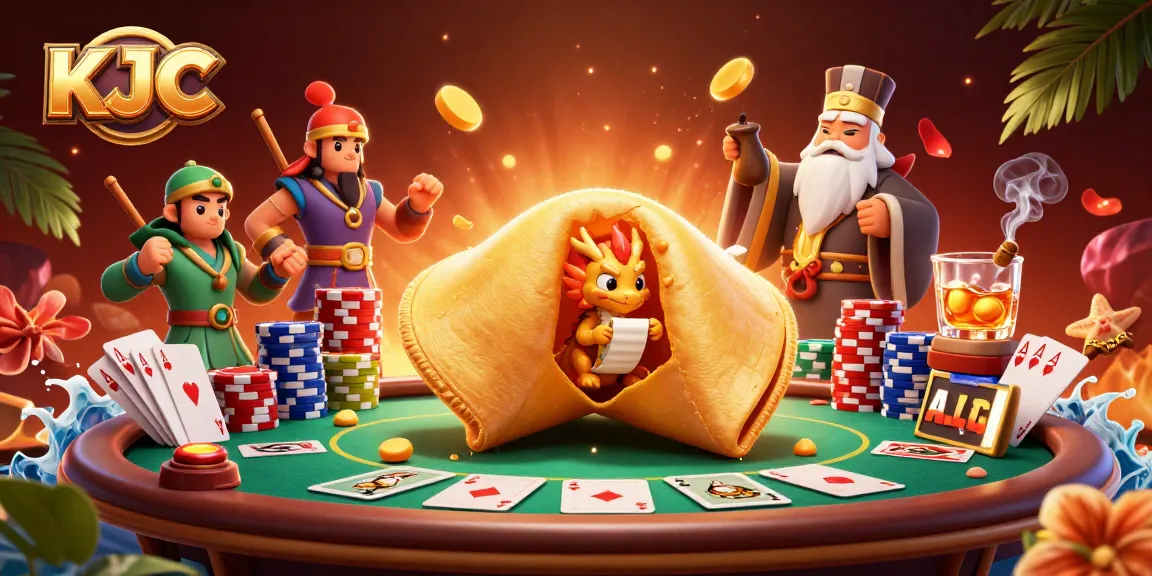 Engage with KJC's casino offerings through dynamic poker scenes featuring golden fortune themes.