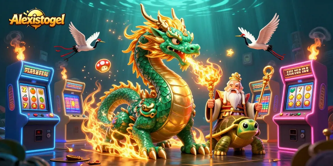 Menggandakan keberuntungan dengan Alexistogel, ilustrasi fantastis naga, kura-kura, dan bangau di kasino