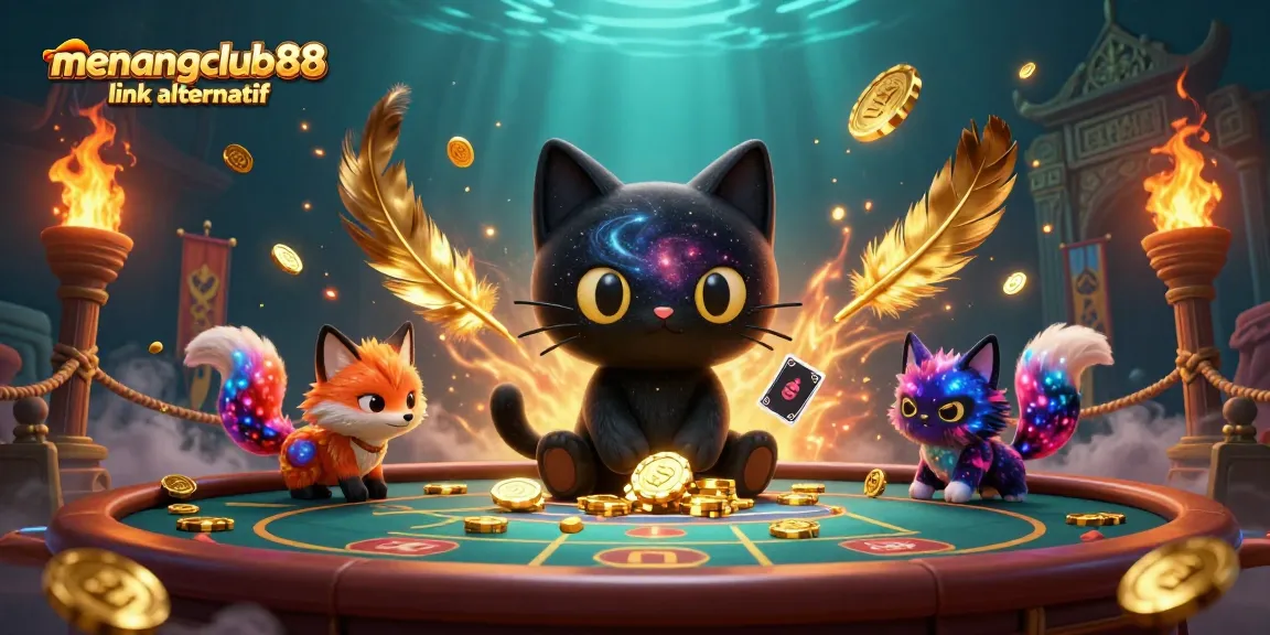 Engage with menangclub88 link alternatif at a cosmic casino, featuring dynamic 3D characters and vibrant gambling action.